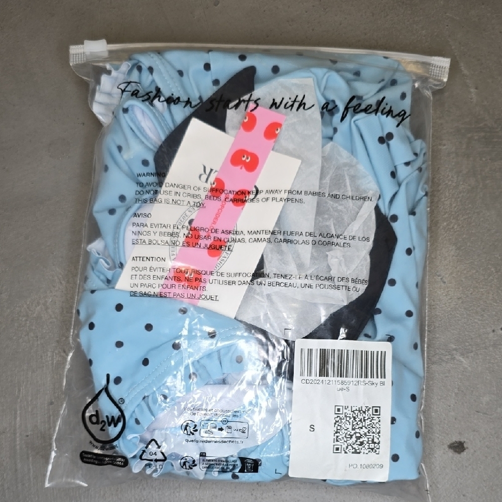[NWT]  Asymmetrical Neck Polka Dot Bowknot One Piece Swimsuit  SIZE S - Picture 8 of 14